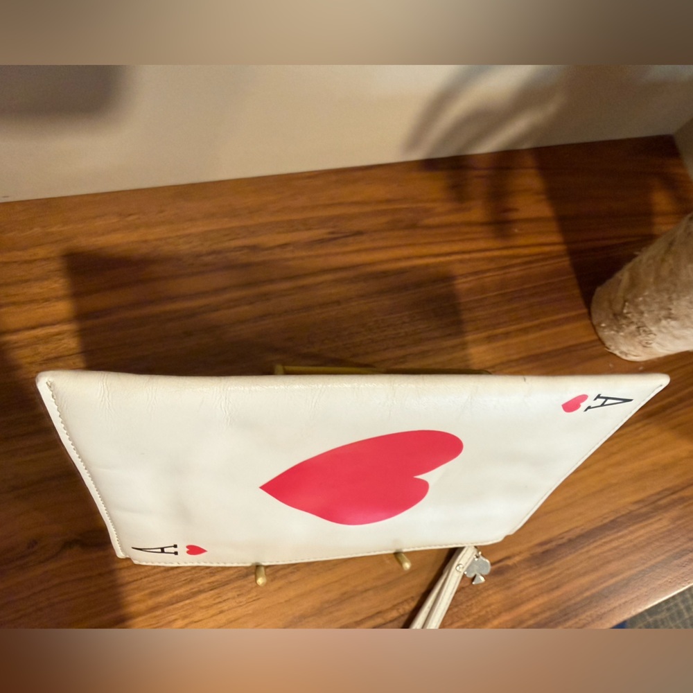 Kate Spade Ace of Hearts White and Red Heart Wristlet Clutch - Picture 9 of 15